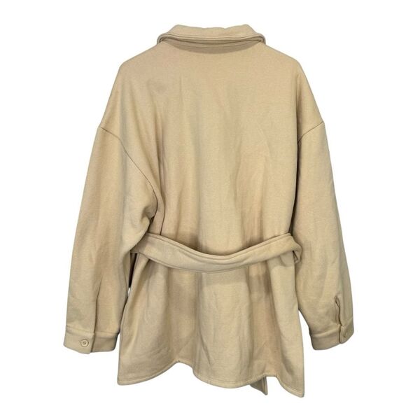 NEW Lovers + Friends x Revolve Belted Utility Fleece Jacket Beige Size XL - Picture 5 of 8